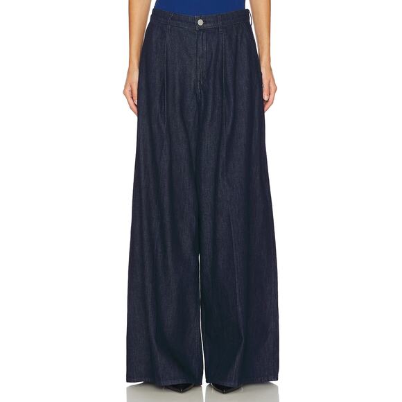 Theory Denim - Theory Pleated Wide Leg Denim Pants Jeans Indigo Blue Size 26